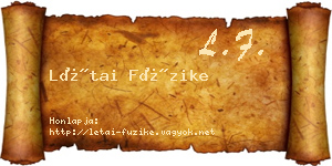 Létai Füzike névjegykártya